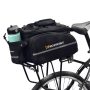 Nagy méretű 3 rekeszes kerékpáros táska csomagtartóra esővédő takaróval együtt - 35 literes, fekete